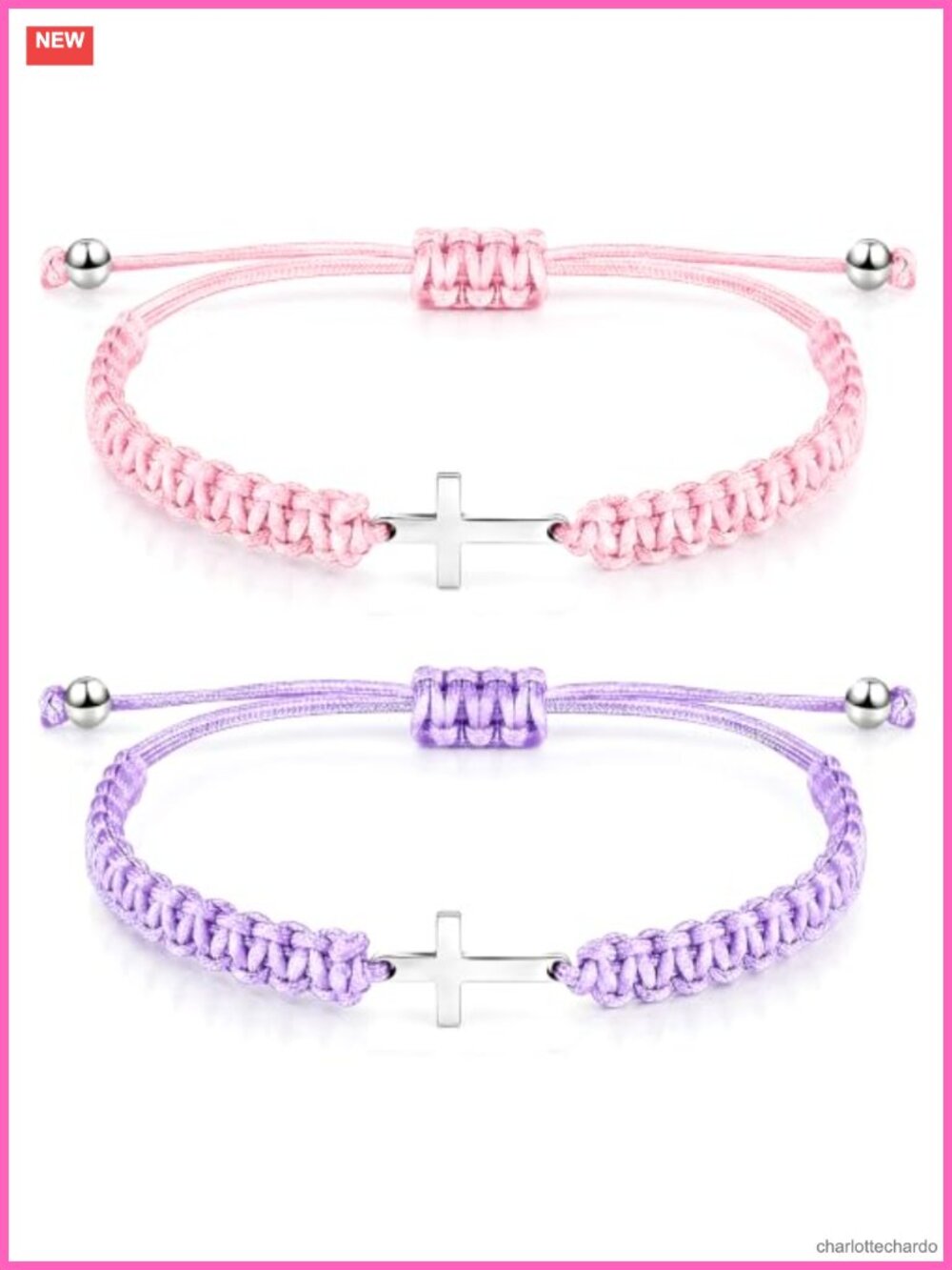 2 Pc Christian Cross Bracelet Set Braided Rope Friendship Bracelets
